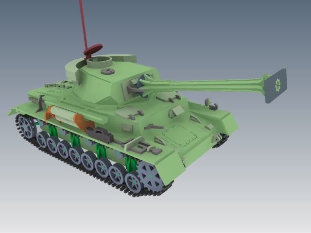 Panzerkampfwagen IV德军坦克模型3D图纸 Solidworks设计 附STEP